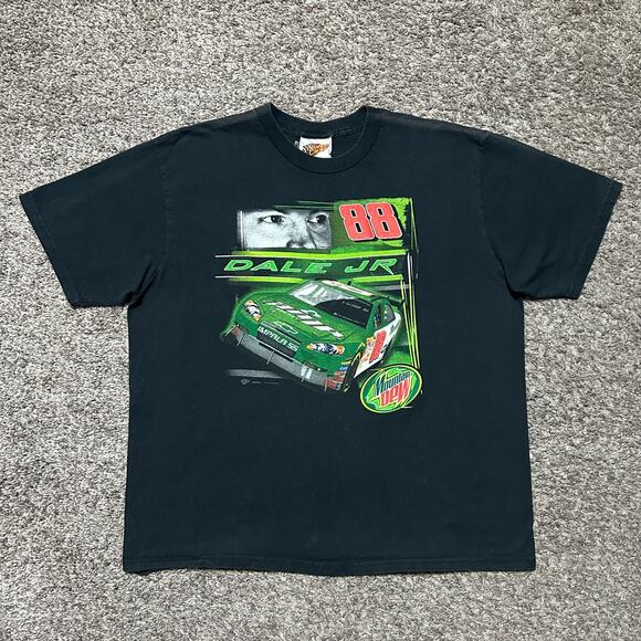 Vintage Dale Jr Shirt Mountain Dew Nascar Racing Graphic Tee y2k 2007 Black - Picture 12 of 12